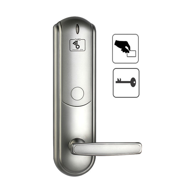 سیستم قفل درب کارت هتل نقره ای 4AA 4.8V قفل هوشمند برای درب چوبی